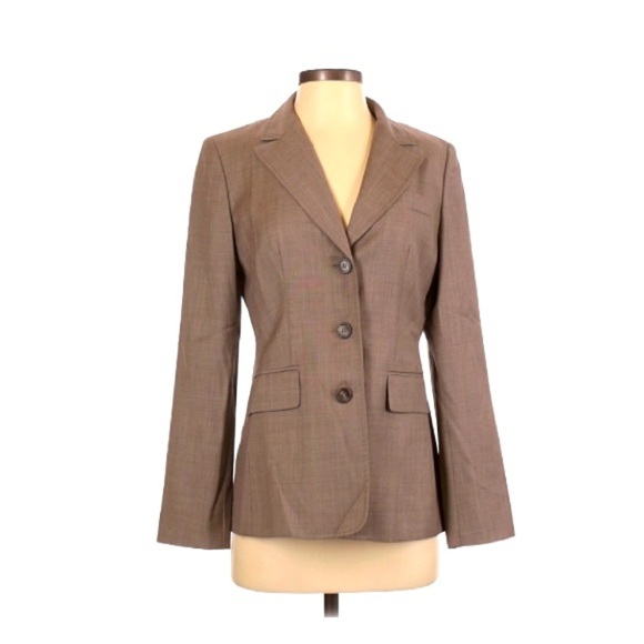 Ann Taylor LOFT | Tan Blazer 3 Button 4 Career Professional Office Wear - Picture 1 of 9